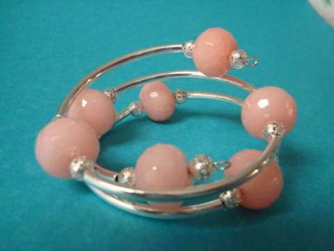 Breast Cancer Awareness Coil Bracelet