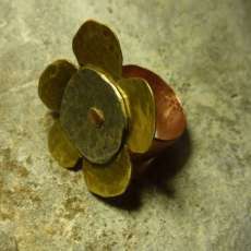 Nickle Silver, Brass and Copper Riveted Flower Ring