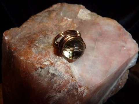 Bronze and Citrine Coiled Wire Ring