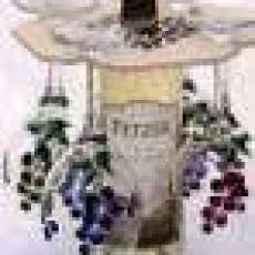 Wine Caddy Beige Caddy with 4 Multi-Colored Glasses