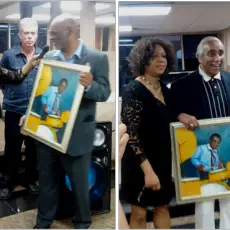 Presenting "Parker & Diz" to Congressman Charles Rangel