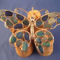 Opal & sterling silver butterfly pendant