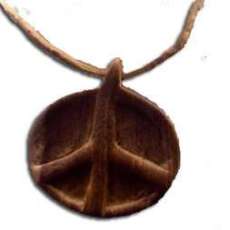 Peace Sign Recycled Wood Pendant
