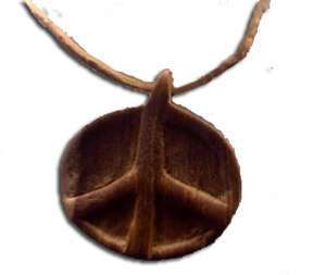 Peace Sign Recycled Wood Pendant