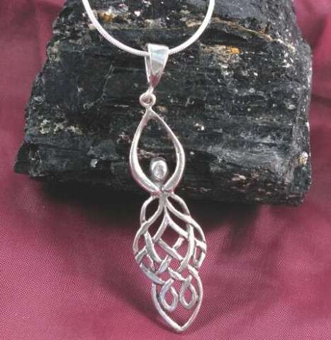 16in Sterling Silver necklace & Goddess pendant.