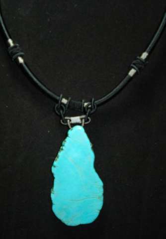 Big Chunk Turquoise on a Leather Tether
