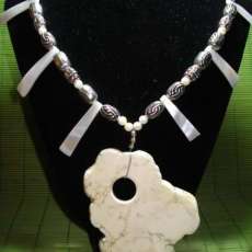 White Turquoise Chunk and Silver Accents Necklace