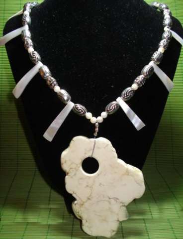 White Turquoise Chunk and Silver Accents Necklace