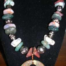 River Rock Stone and Gemstone Pendant