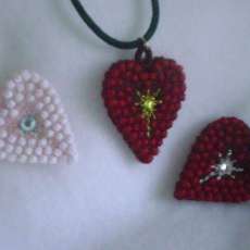 Embroidered Heart Pendants