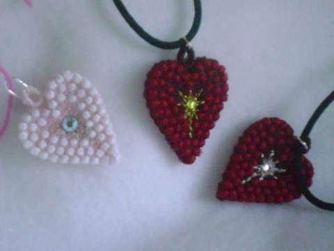 Embroidered Heart Pendants