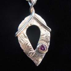 fine silver pendant with amythest CZ
