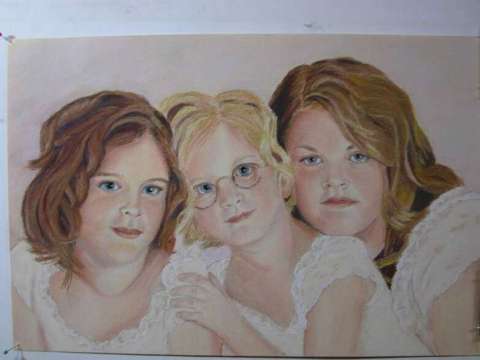 3 girls commission portrait