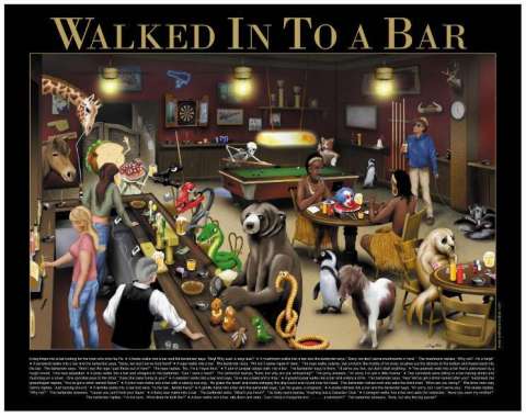 Walked Into a Bar Saloon Print With Captions
