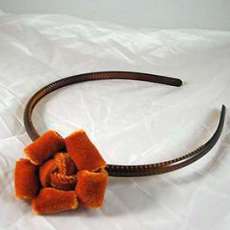 Burnt Orange Velvet Ribbon Flower Headband