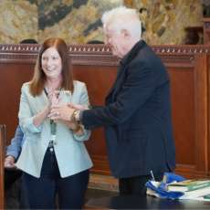 2024 Louisiana Writer Award Presentation - State Librarian Meg Placke With Honoree Poet David Kirby