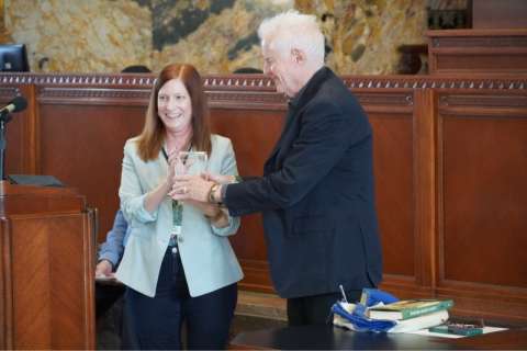 2024 Louisiana Writer Award Presentation - State Librarian Meg Placke With Honoree Poet David Kirby