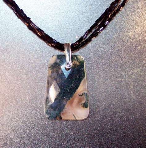 Moss Agate Trapezoid Necklace