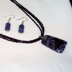 Sodalite Trapezoid Pendant and Earrings