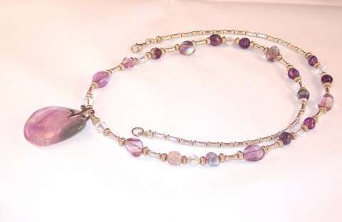 Purple Fluorite Pendant Necklace