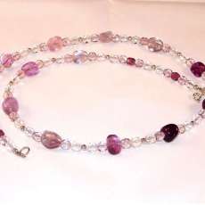 Rainbow Fluorite and Swarovski Crystal Necklace