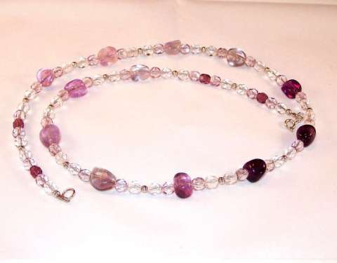 Rainbow Fluorite and Swarovski Crystal Necklace