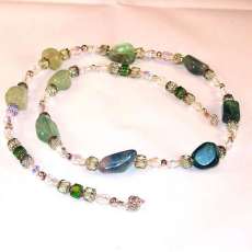 Green Fluorite and Crystal Necklace
