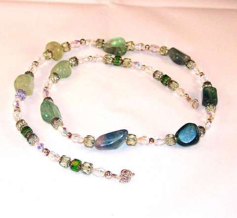 Green Fluorite and Crystal Necklace