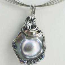 Sterling Silver Wire Wrapped Mabe Pearl