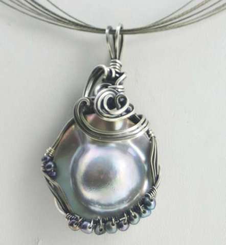 Sterling Silver Wire Wrapped Mabe Pearl