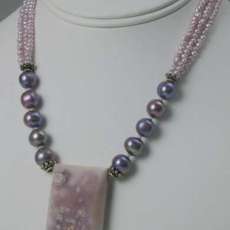 Violet Agate Druzy with Freshwater Pearls