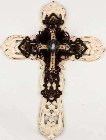 Distressed Leopard Cameo Wall Cross