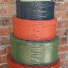 Nine-box stack of Shaker boxes finished in Old Fashioned Milk-Paint