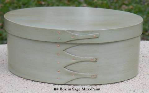 #4 Shaker Oval Box in Sage Green Milk-Paint.
