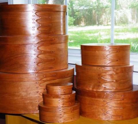 Stack of Shaker Boxes in Natural Cherry.