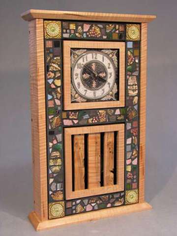 Mosaic Tiger Maple Clock