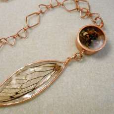 Real Cicada Wing & Face in Resin Necklace