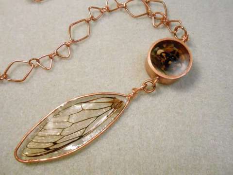 Real Cicada Wing & Face in Resin Necklace