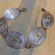 Vintage Watch Faces on Smashed Dimes - Bracelet