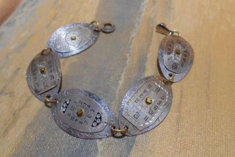 Vintage Watch Faces on Smashed Dimes - Bracelet