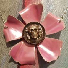 Fantastical Flower & Skull Necklace