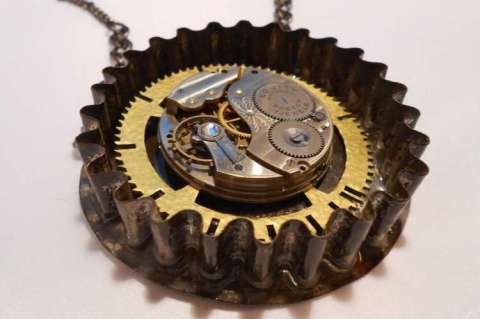 Antique Cookie Cutter & Pocket Watch Necklace