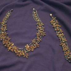 black and gold seed bead choker and bracelet