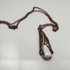 Crafted Copper and Pearl Pendant