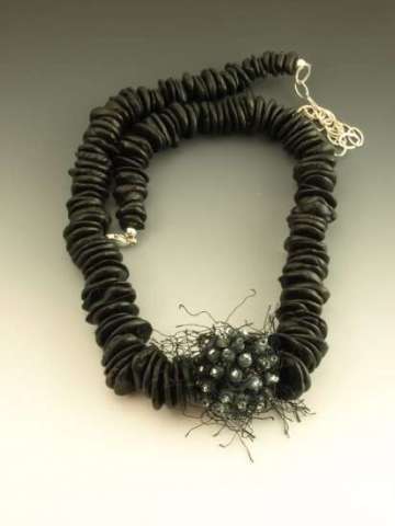 Black fuzzy necklace