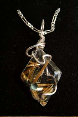 Amazing Diamond Cut  Rutile Quartz Pendant