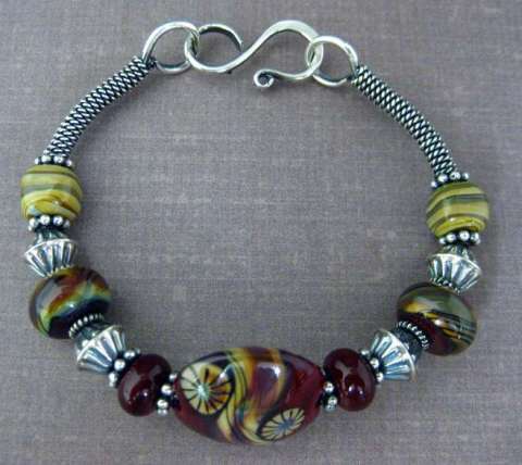 Sterling Silver/Artisan Lampwork Bangle