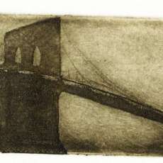 Etching of the Brooklyn Bridge
