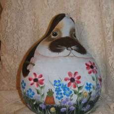 Handpainted Bunny Gourd With Garden