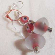 Orange African glass earrings